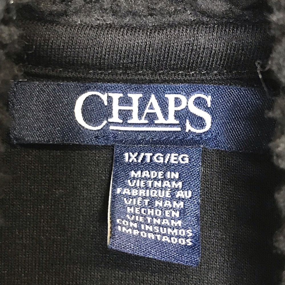 Chaps Women's Size 1X Black Fleece Sherpa Vest Pockets Zip - Picture 4 of 6